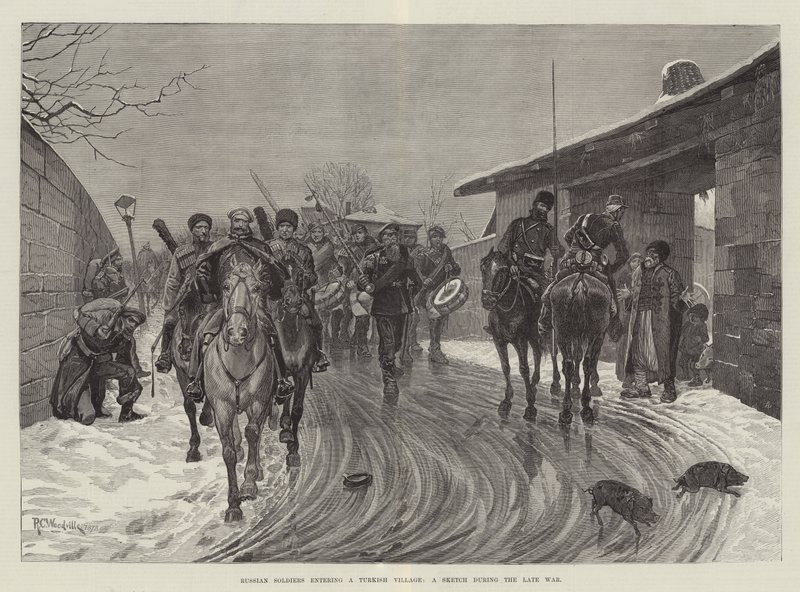 Russian Soldiers Entering a Turkish Village by Richard Caton Woodville junior