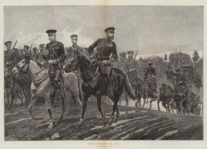 Russian Troops on the March by Richard Caton Woodville junior