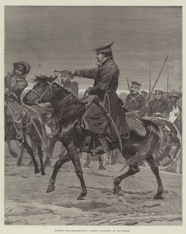 Russian War Preparations, Cossack Artillery on the March by Richard Caton Woodville junior