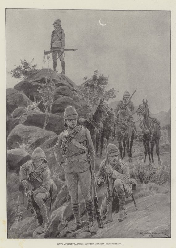 South African Warfare, Mounted Infantry reconnoitring by Richard Caton Woodville junior