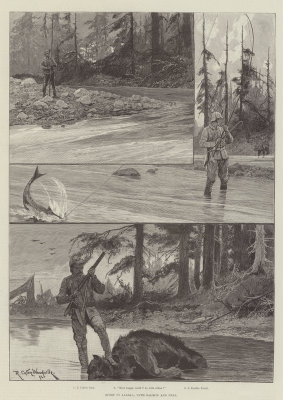 Sport in Alaska, with Salmon and Bear by Richard Caton Woodville junior