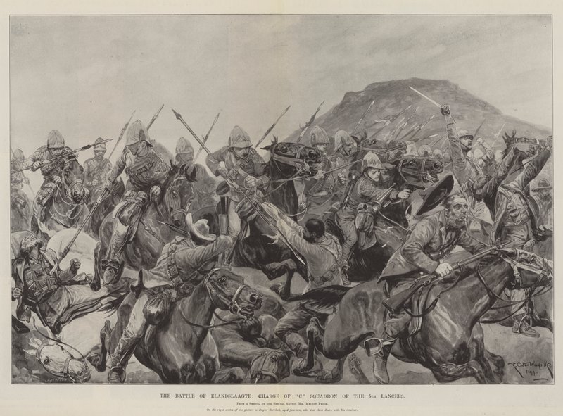 The Battle of Elandslaagte, Charge of C Squadron of the 5th Lancers by Richard Caton Woodville junior