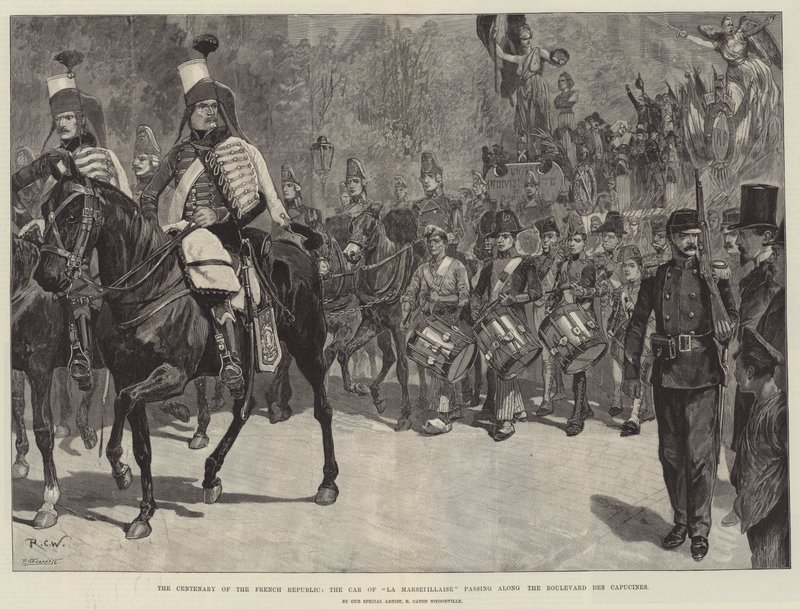 The Centenary of the French Republic, the Car of La Marseillaise passing along the Boulevard des Capucines by Richard Caton Woodville junior