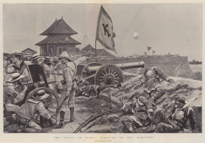 The Crisis in China, Fighting on the Ramparts by Richard Caton Woodville junior