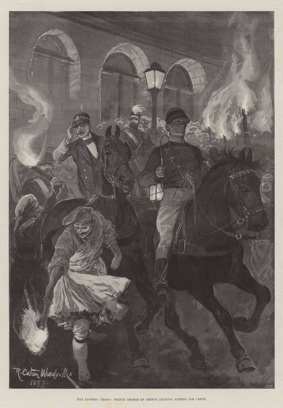 The Eastern Crisis, Prince George of Greece leaving Athens for Crete by Richard Caton Woodville junior