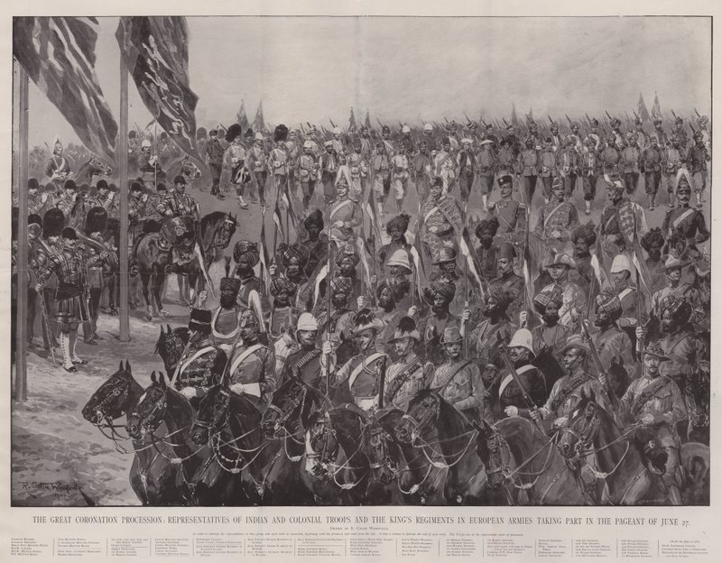 The Great Coronation Procession, Representatives of Indian and Colonial Troops and the King