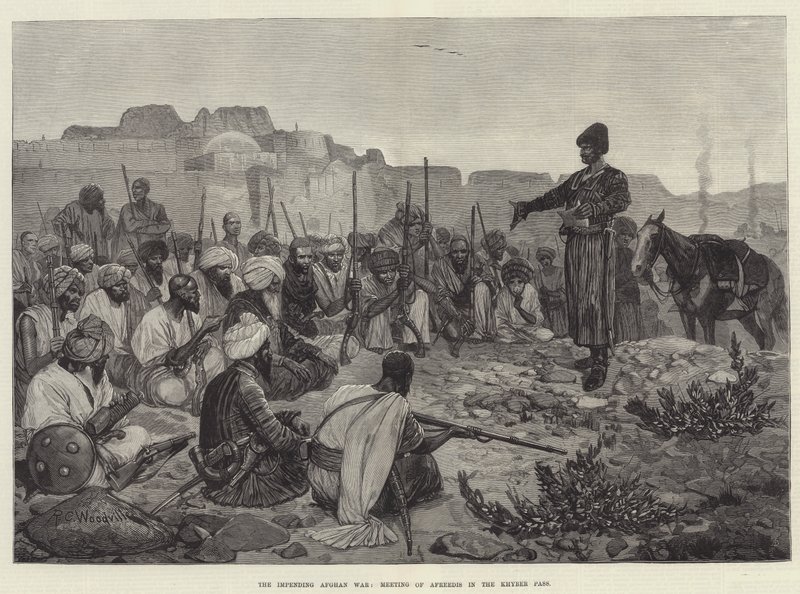 The Impending Afghan War, Meeting of Afreedis in the Khyber Pass by Richard Caton Woodville junior