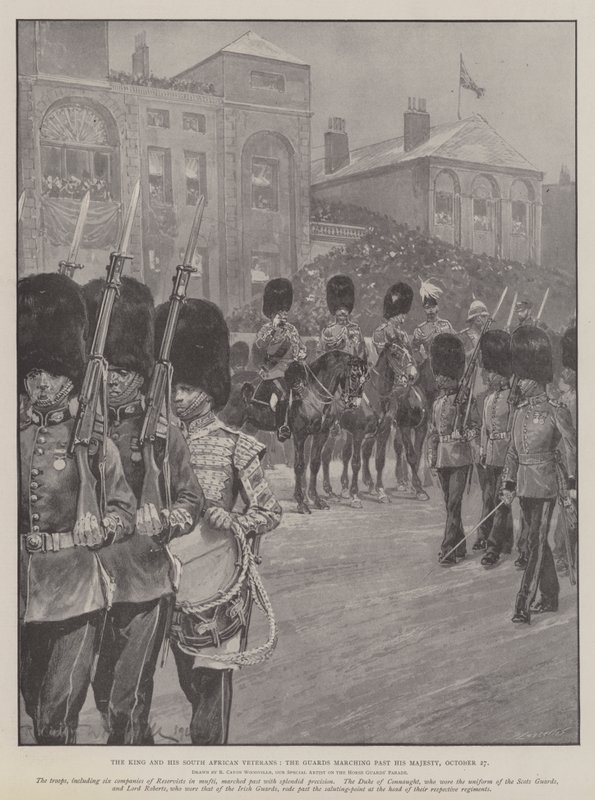 The King and his South African Veterans, the Guards marching past His Majesty, 27 October by Richard Caton Woodville junior