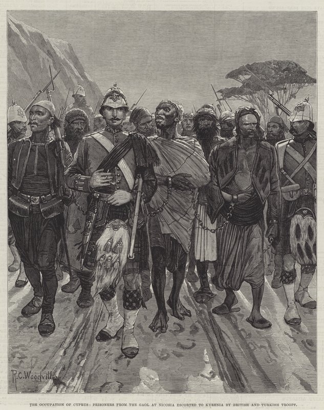 The Occupation of Cyprus, Prisoners from the Gaol at Nicosia Escorted to Kyrenia by British and Turkish Troops by Richard Caton Woodville junior