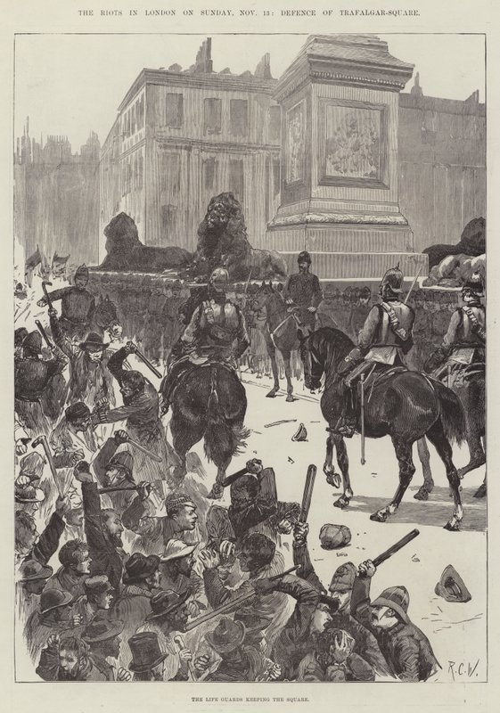 The Riots in London on Sunday, 13 November, Defence of Trafalgar-Square by Richard Caton Woodville junior