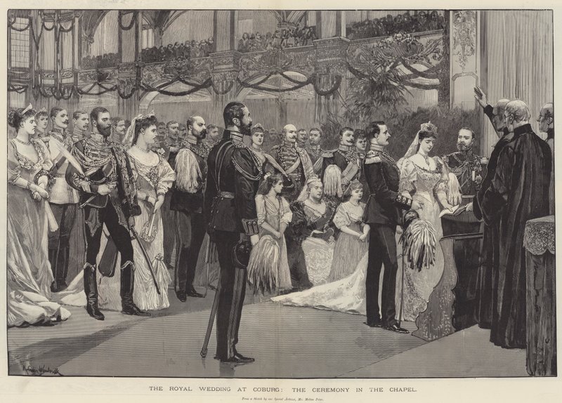 The Royal Wedding at Coburg, the Ceremony in the Chapel by Richard Caton Woodville junior