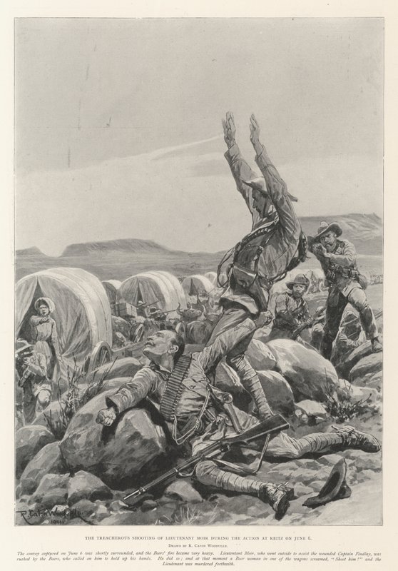 The Treacherous Shooting of Lieutenant Moir during the Action at Reitz on 6 June by Richard Caton Woodville junior