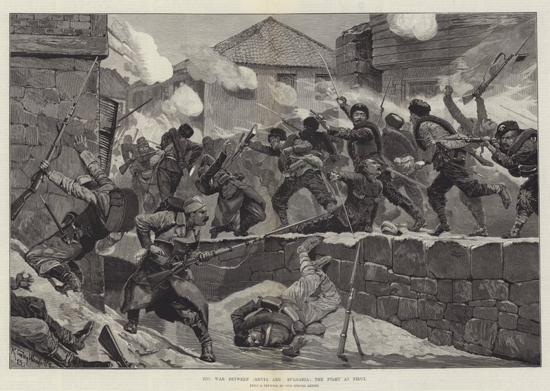 The War Between Servia and Bulgaria, the Fight at Pirot by Richard Caton Woodville junior