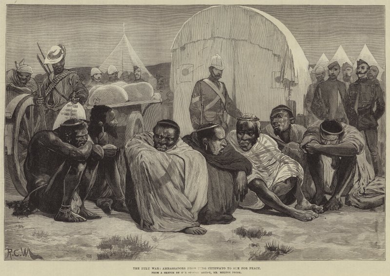 The Zulu War, Ambassadors from King Cetewayo to sue for Peace by Richard Caton Woodville junior