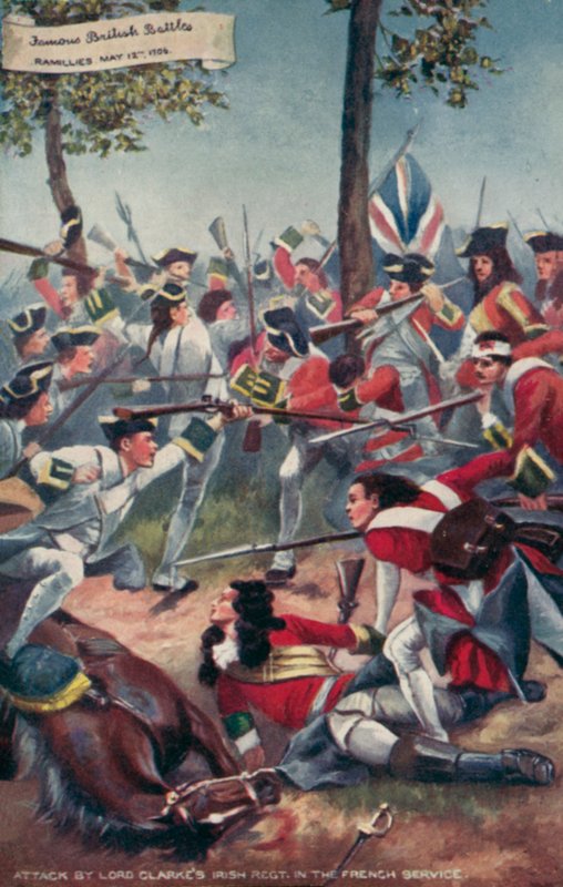 Attack by Lord Clarkes Irish Regiment in the French service, Battle of Ramillies, War of the Spanish Succession, 1706 by Richard Caton II Woodville