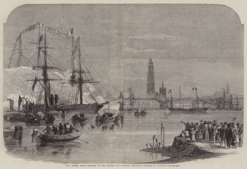The Bridal Tour, Arrival of the Prince and Princess Frederick William at Antwerp by Richard Principal Leitch