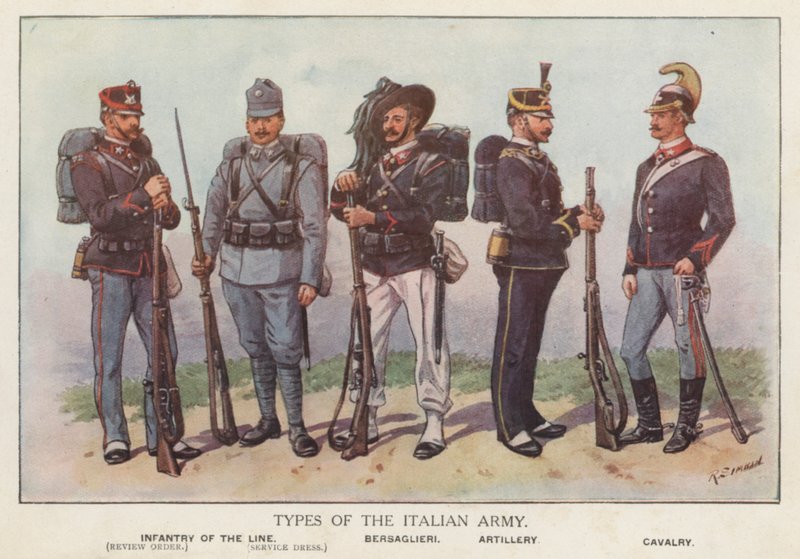 Soldiers of the Italian Army by Richard (after) Simkin
