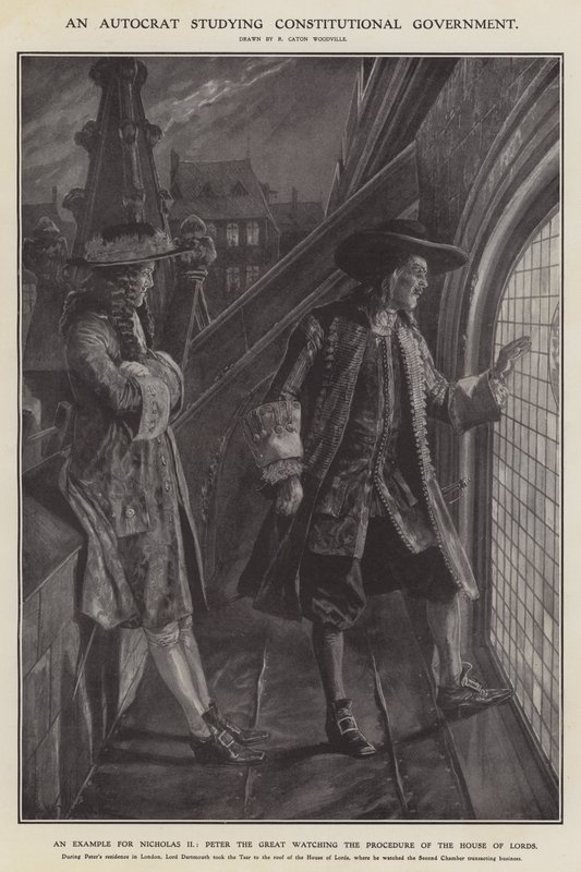 An autocrat studying constitutional government by Richard Caton II (after) Woodville