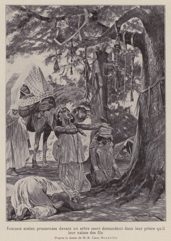 Arab women prostrating themselves before a sacred tree in prayer that they will be granted children by Richard Caton II (after) Woodville