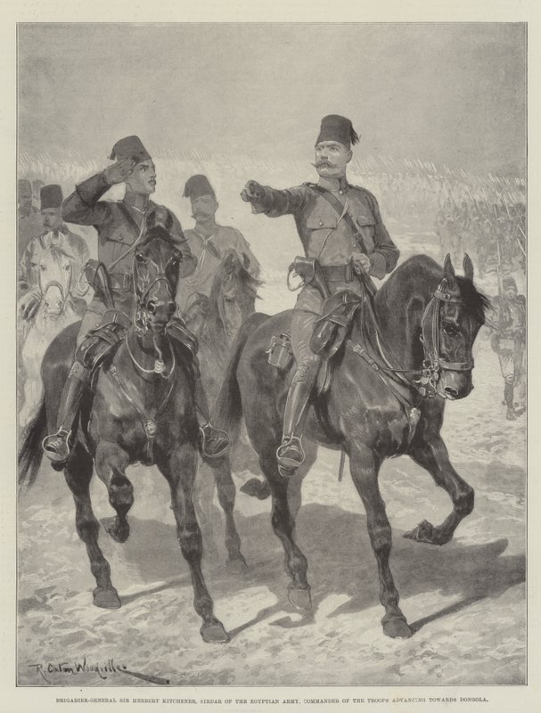Brigadier-General Sir Herbert Kitchener, Sirdar of the Egyptian Army, Commander of the Troops advancing towards Dongola by Richard Caton Woodville junior