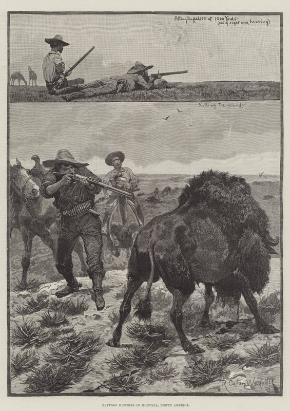 Buffalo Hunters in Montana, North America by Richard Caton Woodville junior