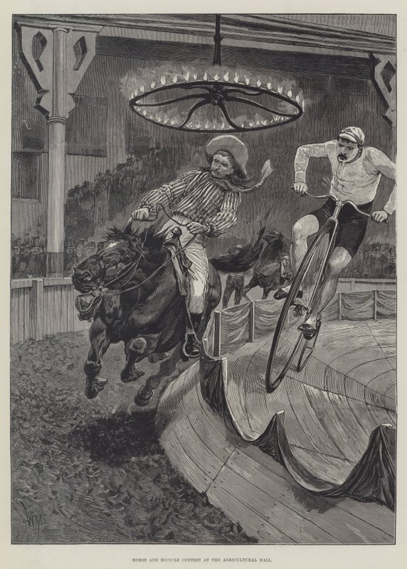 Horse and Bicycle Contest at the Agricultural Hall by Richard Caton Woodville junior