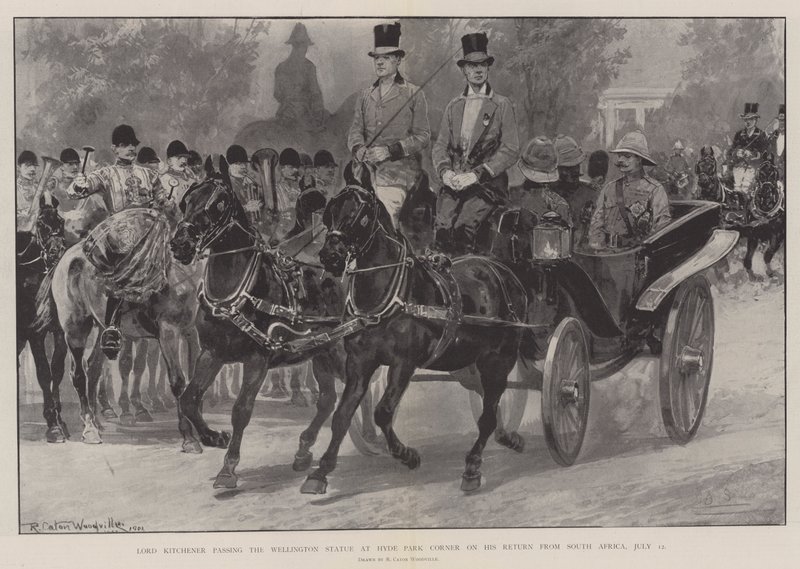 Lord Kitchener Passing the Wellington Statue at Hyde Park Corner on His Return from South Africa, 12 July by Richard Caton Woodville junior