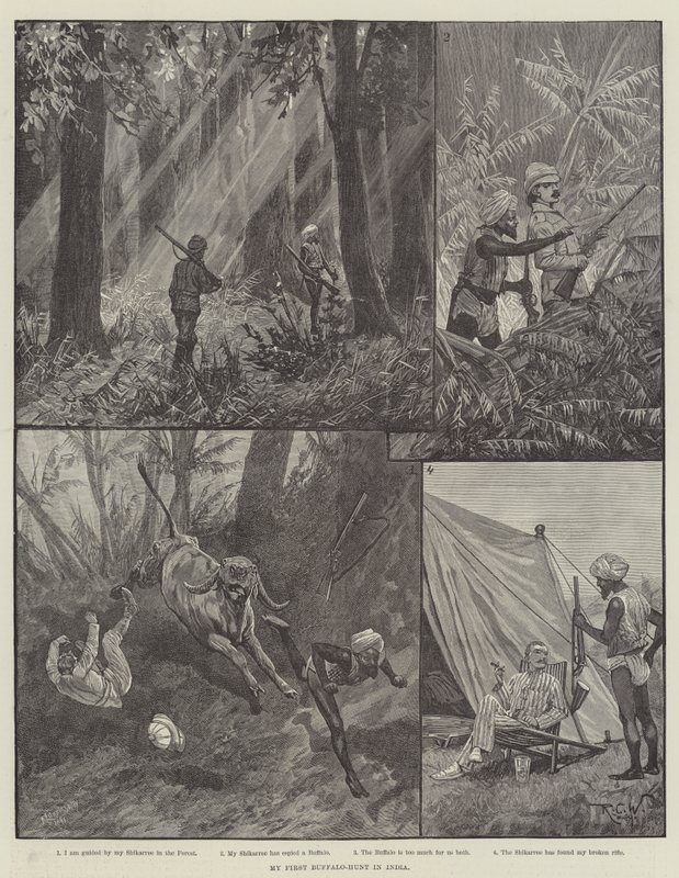My First Buffalo-Hunt in India by Richard Caton Woodville junior