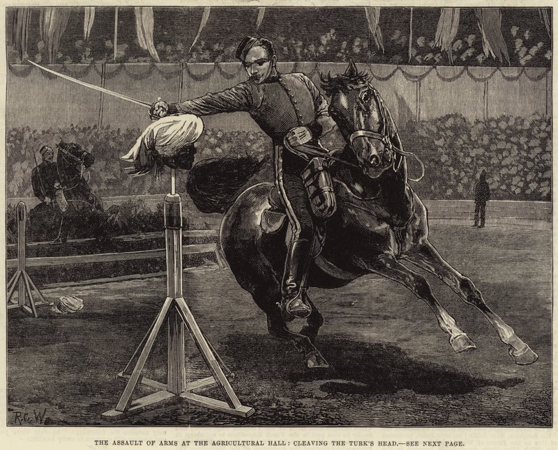 The Assault of Arms at the Agricultural Hall, cleaving the Turk