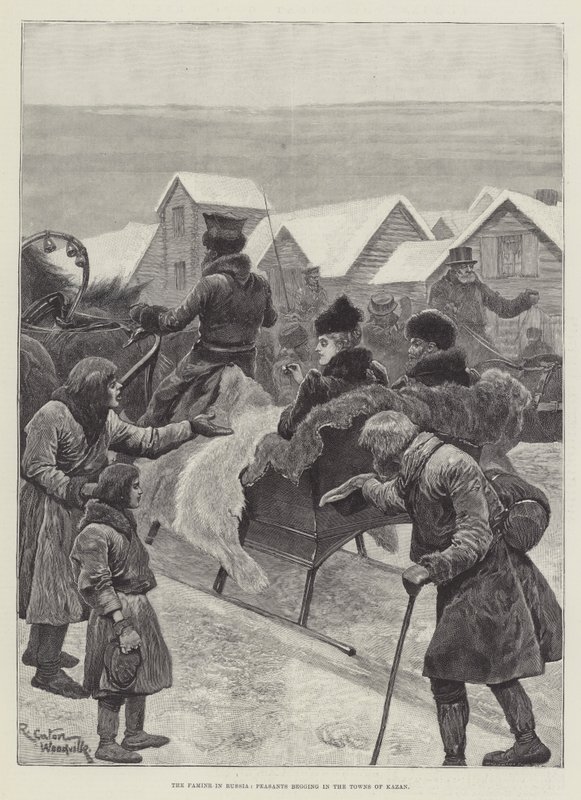 The Famine in Russia, Peasants begging in the Towns of Kazan by Richard Caton Woodville junior