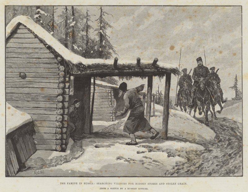The Famine in Russia, Searching Villages for Hidden Stores and Stolen Grain by Richard Caton Woodville junior