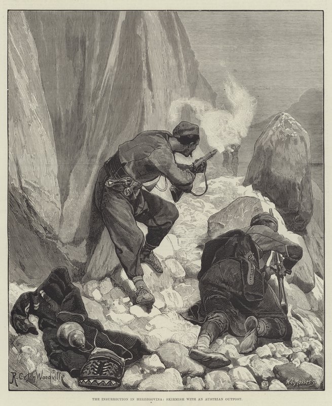 The Insurrection in Herzegovina, Skirmish with an Austrian Outpost by Richard Caton Woodville junior
