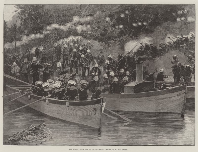 The Recent Fighting on the Gambia, Ambush at Madini Creek by Richard Caton Woodville junior