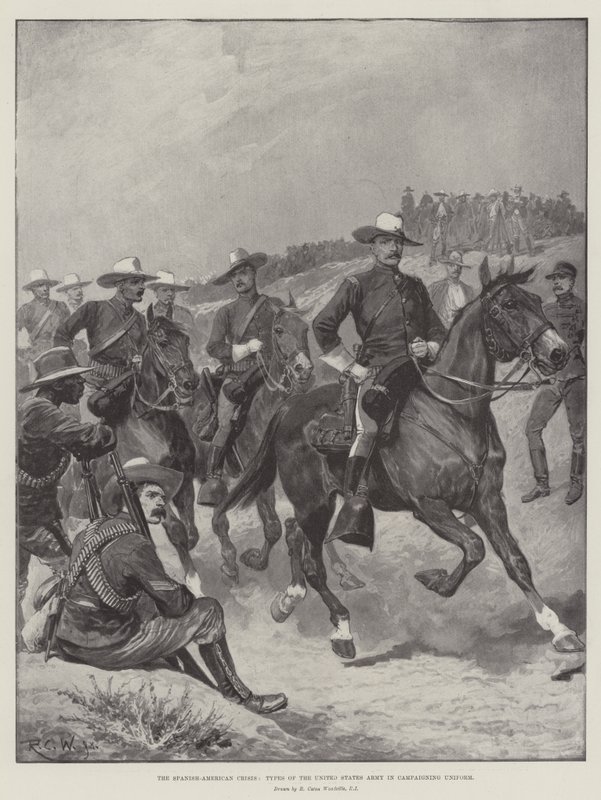 The Spanish-American Crisis, Types of the United States Army in Campaigning Uniform by Richard Caton Woodville junior
