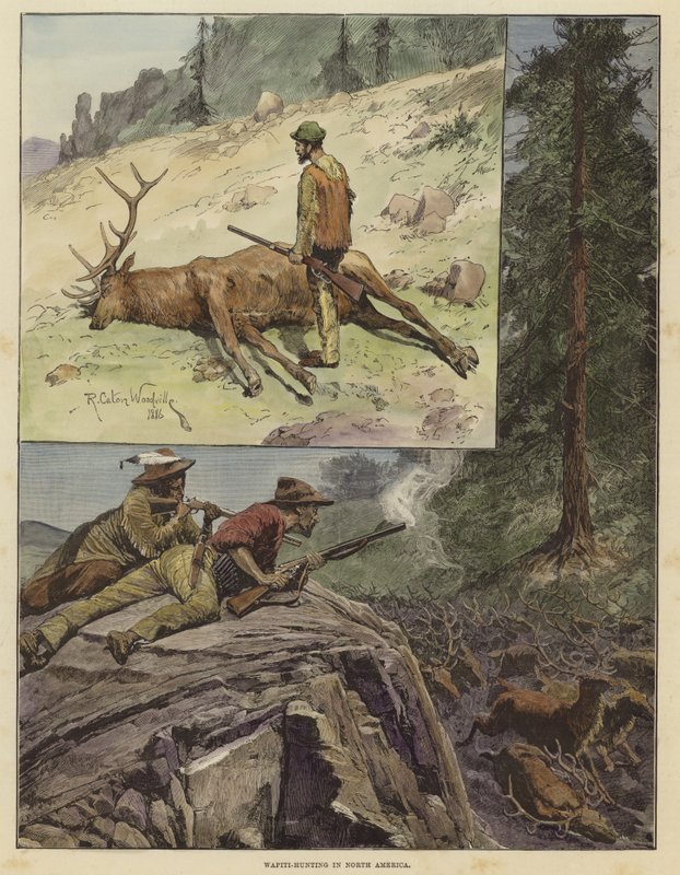Wapiti Hunting in North America by Richard Caton Woodville junior
