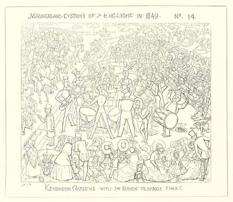 Kensington Gardens with the band playing (1849) by Richard Doyle