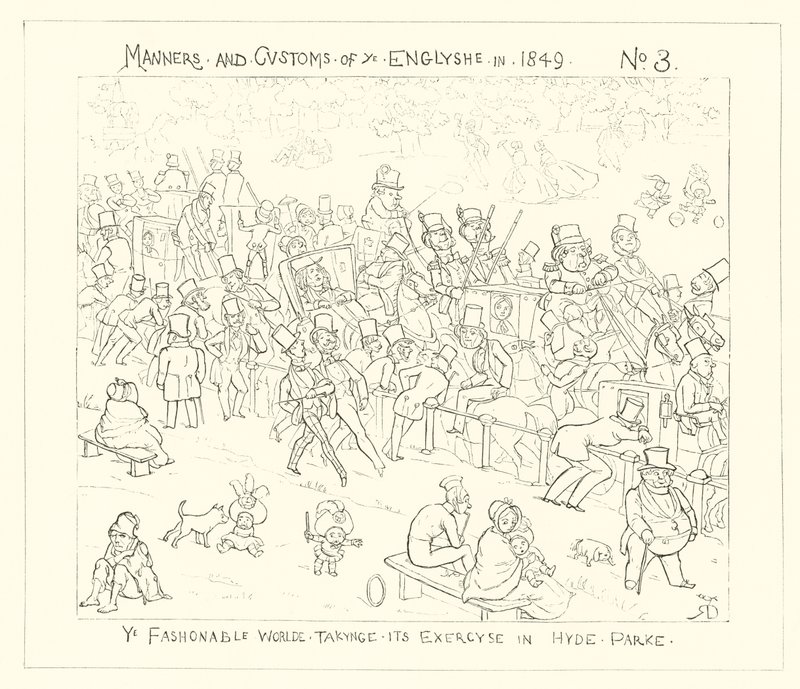 The Fashionable World Taking Its Exercise in Hyde Park by Richard Doyle