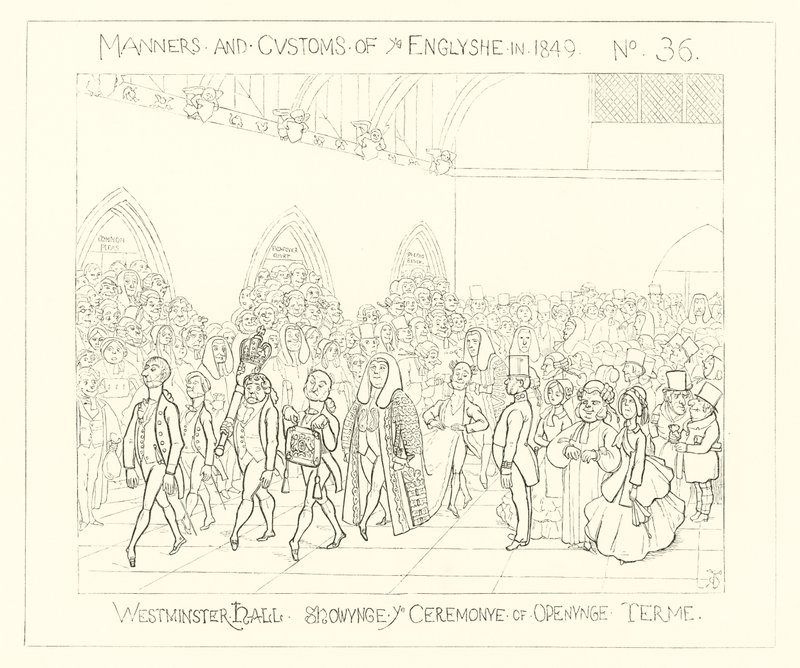 Westminster Hall, The ceremony of opening term (1849) by Richard Doyle