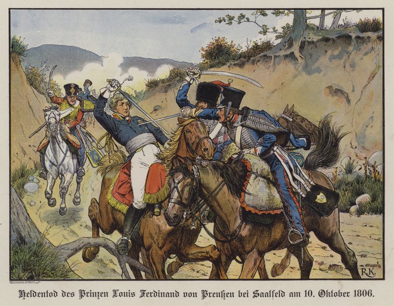 Heroic death of Prince Louis Ferdinand of Prussia at the Battle of Saalfeld by Richard Knotel