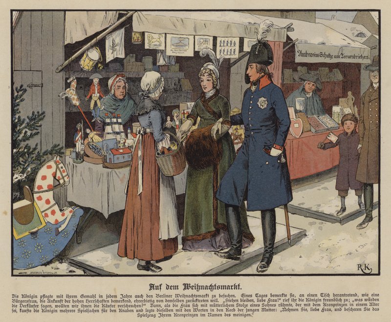 Queen Louise of Prussia at the Christmas Market in Berlin by Richard Knotel