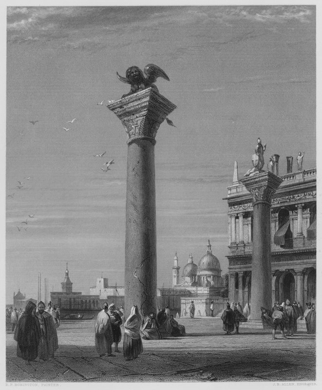 The Columns of St Mark, Venice, from the picture in the Vernon Gallery by Richard Parkes (after) Bonington