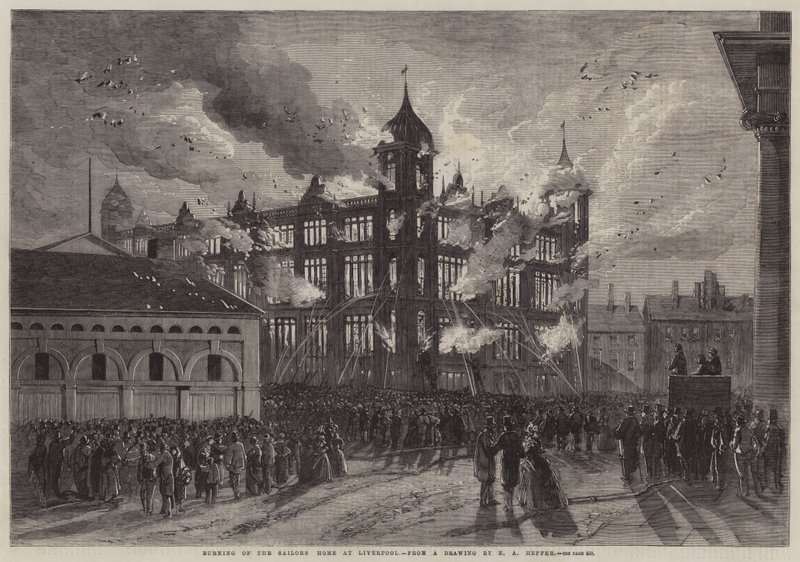Burning of the Sailors Home at Liverpool by Richard Principal Leitch