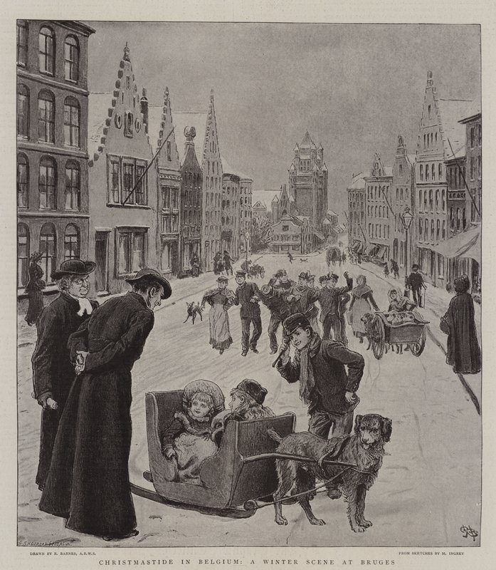 Christmastide in Belgium, a Winter Scene at Bruges by Robert Barnes