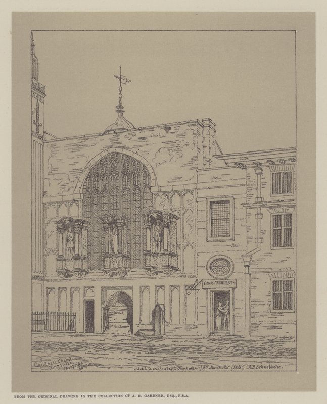 Guildhall Chapel, King Street, Cheapside, London, 1815 by Robert Blemell Schnebbelie