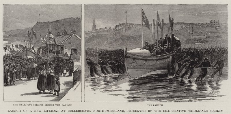 Launch of a New Lifeboat at Cullercoats, Northumberland, presented by the Co-Operative Wholesale Society by Robert Jobling
