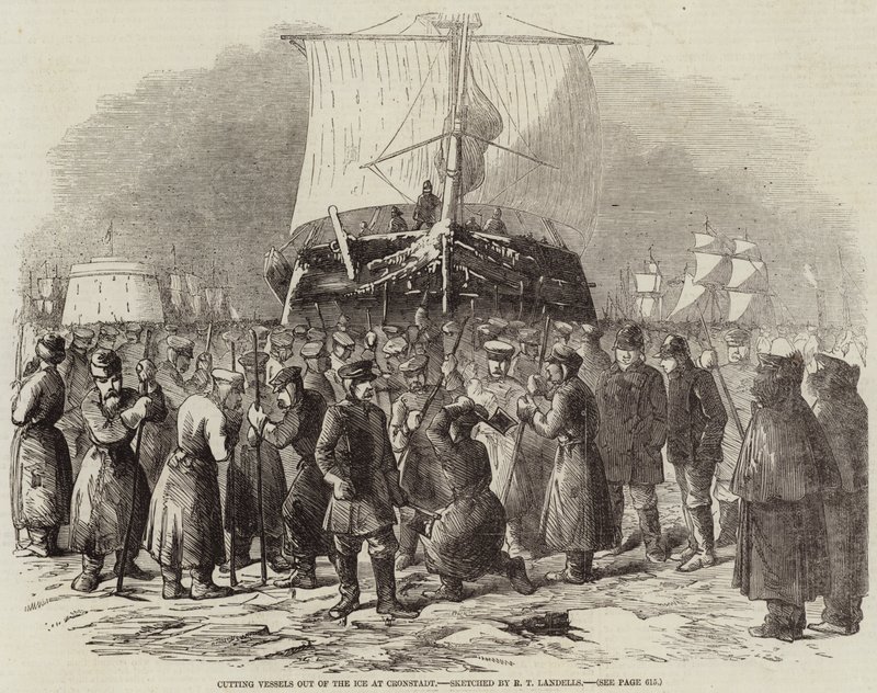 Cutting Vessels out of the Ice at Cronstadt by Robert Thomas Landells