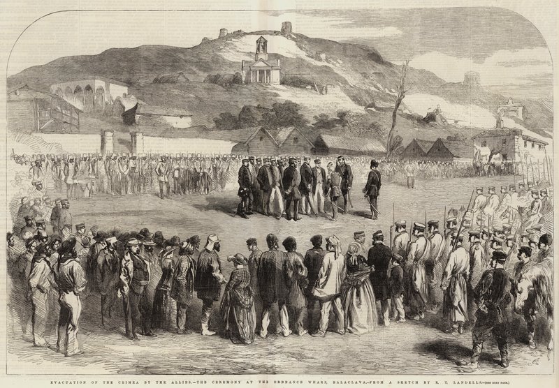 Evacuation of the Crimea by the Allies, the Ceremony at the Ordnance Wharf, Balaclava by Robert Thomas Landells