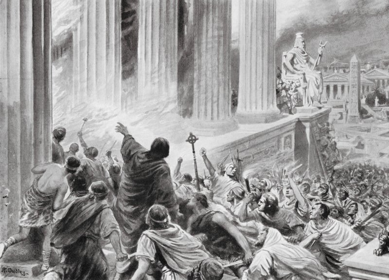 The Burning of the Library at Alexandria, 391 AD by Robert Ambrose Dudley