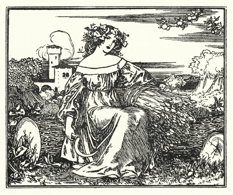 Illustration for Poems by John Keats: To Autumn by Robert Anning Bell