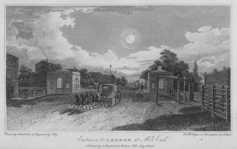Entrance to London at Mile End by Robert Blemell (after) Schnebbelie